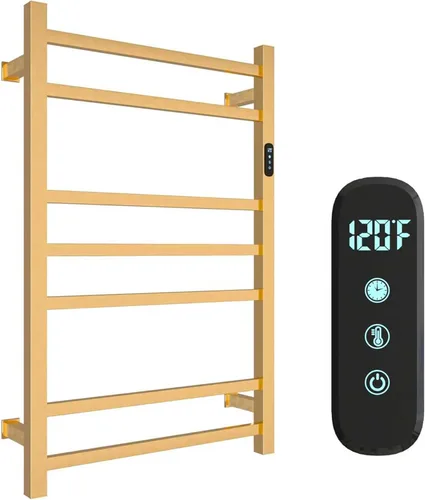Miniatura 8 de 5 Barras Calentadores de Toallas de Lujo Montados en la Pared Estante de Toallas Calentado, Calentador de Toallas para Baño con Temporizador