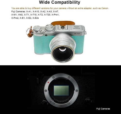 Miniatura 9 de 7artisans 25mm F1.8 APS-C Lente fija manual para cámaras Fuji X-A1 X-A10 X-A2, X-A3 X-at X-M1 XM2 X-T1 X-T10 X-T2 X-T20 X-Pro1 X-Pro2 X-E1 X-E2
