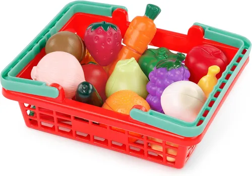 Miniatura 7 de Battat – Juguete de Comida de Juguete para Niños – Juguetes de Cocina para Juegos de Rol de Chef Pretend – Cesta de Productos del Mercado de Rojo