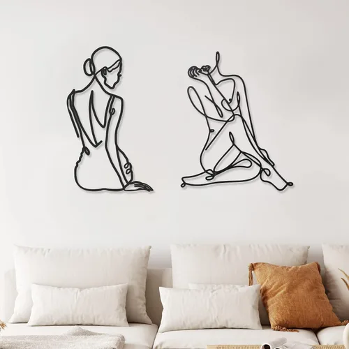 Photect 2 piezas de arte de pared minimalista de metal, mujer abstracta, decoración de pared moderna, arte corporal femenino para cocina, baño, sala