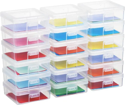 Miniatura 10 de Paquete de 9 organizadores medianos de plástico para manualidades, contenedores de almacenamiento de plástico transparente con tapa de pestillo