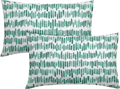 Miniatura 27 de Juego de 2 fundas de almohada de rayas negras para exteriores, 16 x 16 pulgadas, diseño geométrico de rayas abstractas, algodón y lino, cuadradas