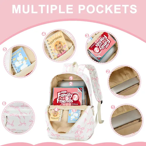 Miniatura 46 de Bluboon Juego de mochila para adolescentes, mochila escolar para niñas, lonchera y lápices, bolsas para estudiantes, 3 en 1, rosa-3 juegos, Escuela