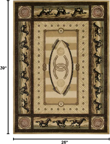 Miniatura 3 de Western Horse - Alfombra beige de 2 x 3 pies, 2 x 3 pies