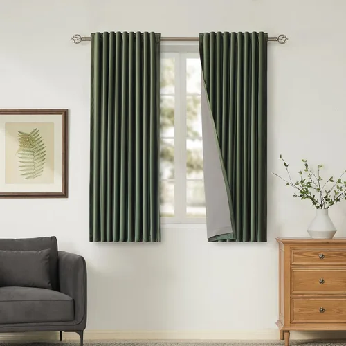Miniatura 45 de Cortinas opacas de terciopelo dorado de 108 pulgadas para sala de estar, totalmente opacas, elegantes, 2 paneles con pestaña trasera, aislamiento