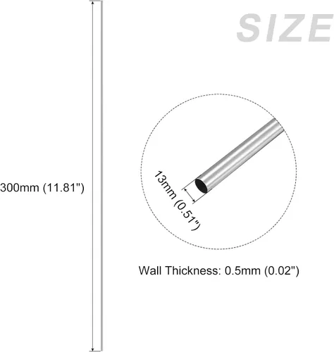Miniatura 2 de METALLIXITY Tubo de acero inoxidable 304 (0.512 in de diámetro exterior x 0.020 in de pared T x 11.811 in de largo), tubo recto - para muebles