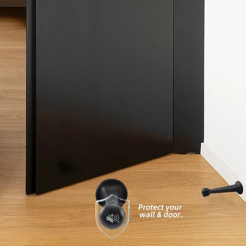 Miniatura 3 de HOME MASTER HARDWARE Topes de Puerta Rígidos Sólidos de Servicio Pesado de 3", Negro Mate, Paquete de 2 con Puntas de Plástico - Topes de Puerta