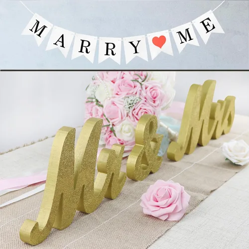 Miniatura 8 de Mr and Mrs Signs - Decoración de mesa de boda, letras independientes de madera para accesorios de fotos, decoración rústica, regalo de fiesta