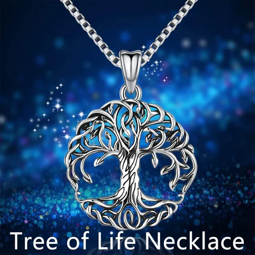 Miniatura 7 de Aniu Tree of Life Necklace for Women, 925 Sterling Silver Mother of Pearl Family Palm Tree Charm Pendant Jewelry for Birthday Christmas Gift