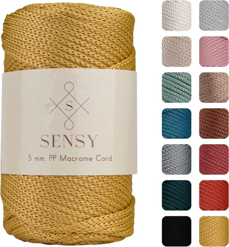 Miniatura 47 de Sensy - Cuerda de poliéster prémium de 0.197 in, 104 yardas, 100% polipropileno, cordón de macramé de 0.197 in, cuerda de ganchillo para bolsa