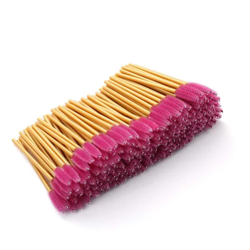 Miniatura 8 de 200 unidades/paquete de cepillos desechables para pestañas – Varitas aplicadoras de cejas – 4 colores de cabeza de cepillo flexible (negro)