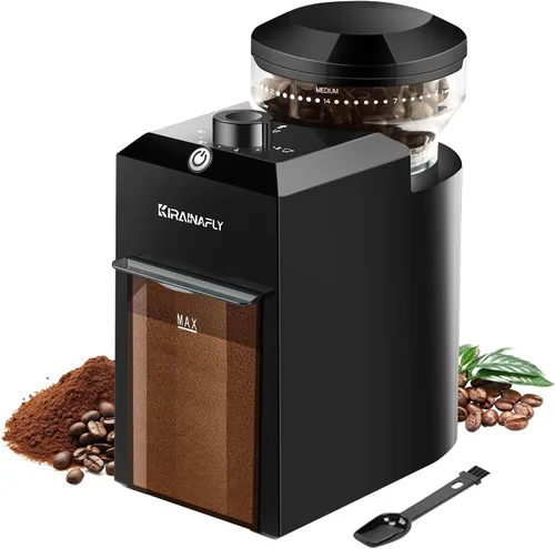 Molinillo de café eléctrico de rebabas, molinillo de café ajustable con 28 ajustes precisos de molienda para prensa francesa, café por goteo y Negro