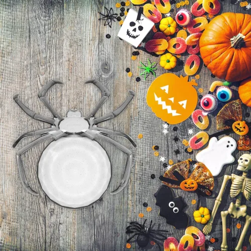 Miniatura 6 de Bandeja de dulces de araña estilo Halloween de 9.44 pulgadas, plato de postre de plástico multifunción para servir frutas en el hogar y cenar