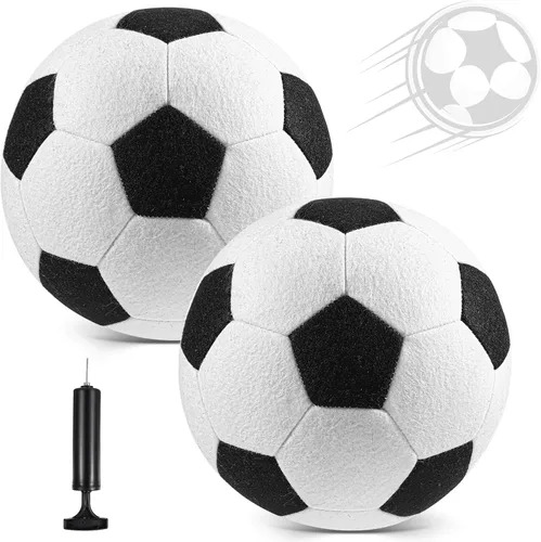 Libima 2 pelotas de fútbol suaves de Navidad para interiores con bomba de 8 pulgadas, tamaño oficial 4, pelota de fútbol deportiva de fieltro