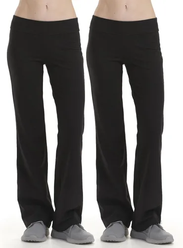 Spalding Pantalones de yoga para mujer Paquete de 2 pantalones de pierna acampanada de talla grande ajustados o corte de bota leggings de alto