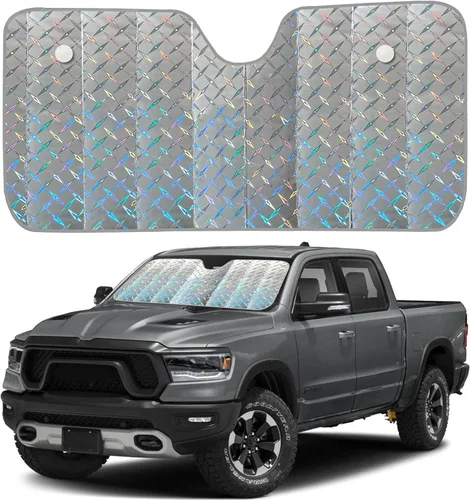 Miniatura 7 de EcoNour Parasol holográfico grande para parabrisas de automóvil, protector solar reflectante UV y de calor para automóviles, diseño de acordeón