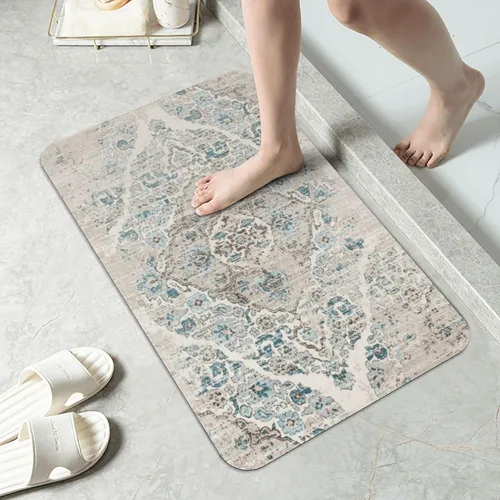 Alfombra de baño para baño, patrón bohemio clásico, antideslizante, secado rápido, lavable a máquina, cómoda alfombra de baño para baño, bañera y