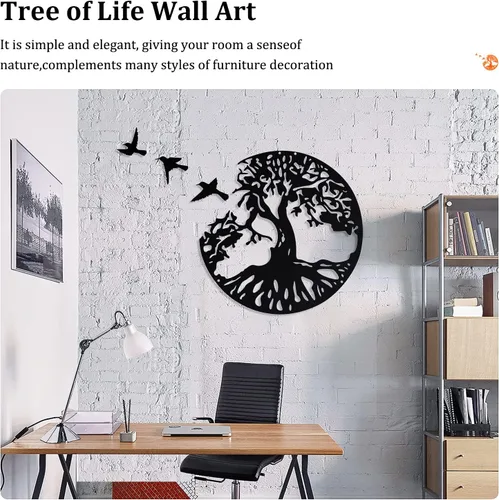 Miniatura 2 de LZAOA Arte de pared de metal con 3 pájaros, 4 piezas de arte decorativo de pared de metal negro con 3 pájaros para sala de estar, baño, cocina