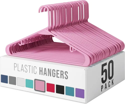 Miniatura 12 de Perchas de plástico, paquete de 50 perchas color aguamarina, son perfectas para colgar abrigos y ahorrar espacio en general para clósets y nuevos