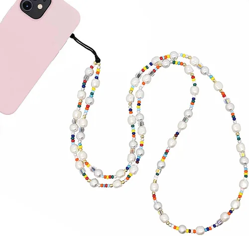 Miniatura 37 de Beaded Phone Charm Lanyard Strap Crossbody Fixed Beads Pearl Neck Chain