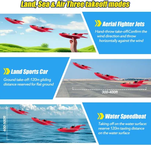 Miniatura 6 de Avión de agua a control remoto, avión RC para agua, tierra y aire, avión de control remoto, juguetes de combate volador, estabilizador de giroscopio