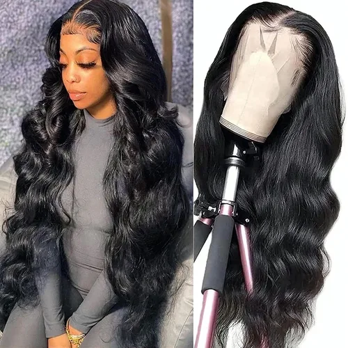 Miniatura 16 de Pelucas de cabello humano ondulado profundo con encaje frontal, densidad del 200%, 13x4 HD transparente, encaje frontal completo, pelucas de cabello