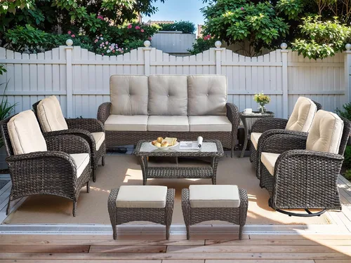Miniatura 17 de HUMMUH Juego de 2 sillas de mimbre para exteriores, sillas de comedor con respaldo alto y asiento profundo para jardín, porche, patio trasero