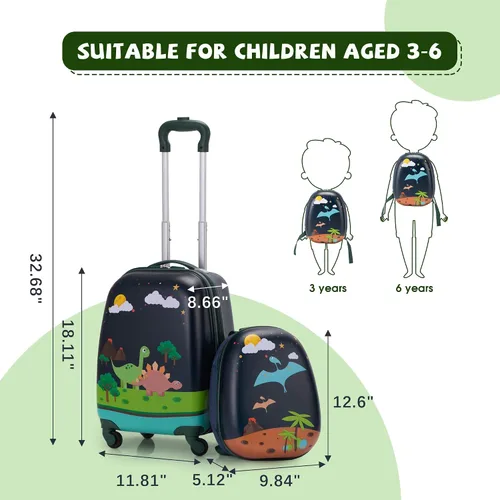 Miniatura 4 de VLIVE Conjunto de equipaje para niños, Dinosaurio, Dinosaurio