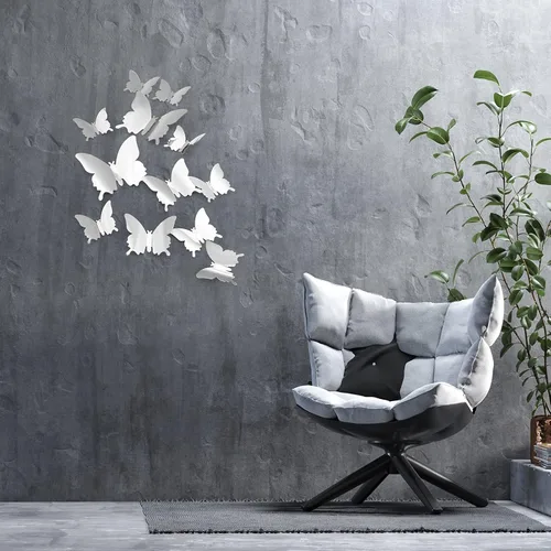 Miniatura 5 de CAYUDEN - Calcomanías 3D de pared de mariposa, 24 piezas extraíbles de 3 tamaños 3D de mariposa azul para decoración de pared, calcomanías