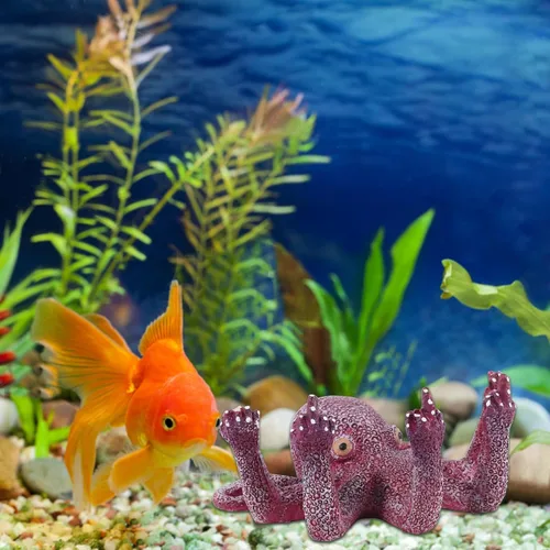 Miniatura 5 de Decoración de pulpo para acuario, vida marina artificial morada, dedos brillantes que mejoran el atractivo visual, adecuado para varias peceras