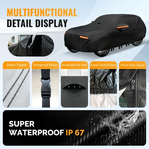 Miniatura 4 de Funda para coche SUV de 30 capas para automóviles, impermeable para todo tipo de clima, protección UV, resistente a la nieve, resistente al viento