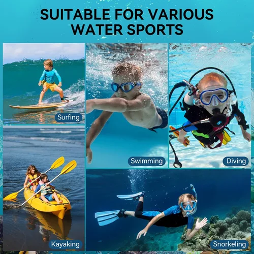 Miniatura 5 de Traje de neopreno de cuerpo completo de 0.118 pulgadas para niños y niñas, ideal para agua fría, cremallera frontal para buceo, esnórquel, surf, Azul