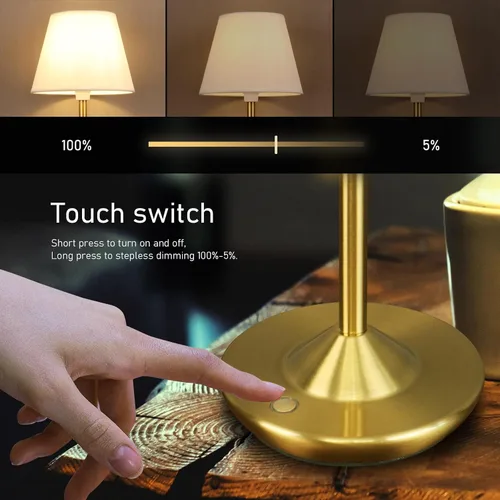 Miniatura 4 de Cordless Table Lamp Portable Small LED Touch Lamp with Dimmer, 18" 2700K Rechargeable Battery Light for Bedside, Dining Room, Bedroom Lamp, Patio