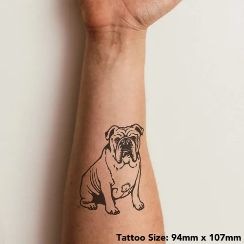 Miniatura 2 de Tatuaje temporal 'Bulldog inglés', resistente al agua, seguro para la piel, transferencia no tóxica (TO00027223)