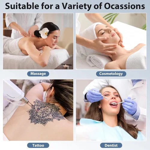 Miniatura 6 de Bigbiglife Cama de tatuaje de salón de masaje con cesta de belleza, cama de masaje profesional de 3 pliegues de altura ajustable para spa salón