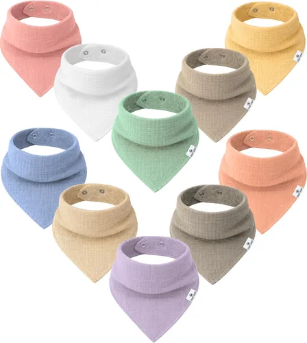 Miniatura 13 de DiaperSquad's 100% Organic Cotton Baby Drool Bibs, Super Absorbent & Adjustable Baby Bibs for Drooling and Teething Neutro