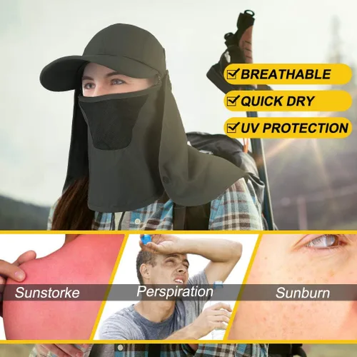Miniatura 5 de Gorra plegable para el sol, sombreros de pesca, protección UPF 50+ con solapa para el cuello