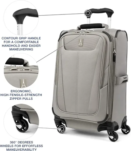 Miniatura 301 de Travelpro Maxlite 5 - Juego de 2 piezas de equipaje de mano de tela, expandibles con 4 ruedas giratorias, bolso blando para debajo del asiento, Negro