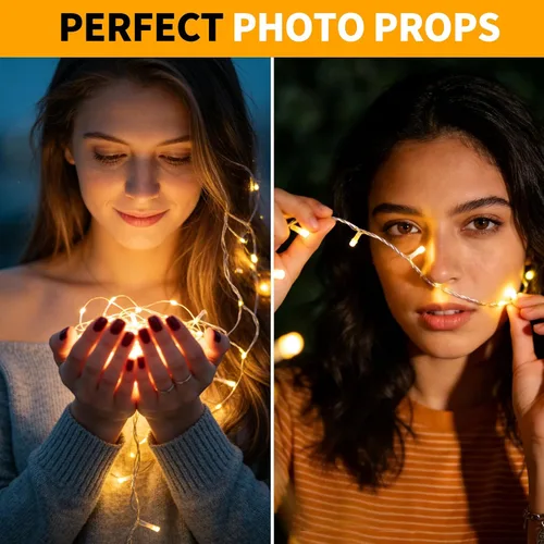 Miniatura 6 de Cadena de luces de Navidad de 100 LED, 33 pies, 8 modos, con función de memoria, enchufable, luz de cadena blanca para árbol de Navidad, corona