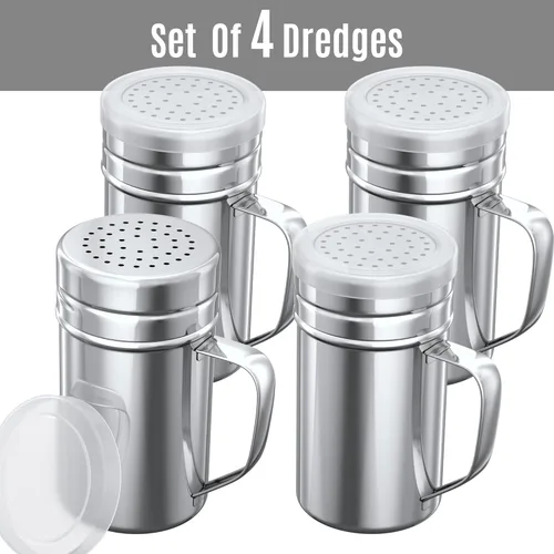 Miniatura 6 de CUSINIUM Juego de 4 saleros y pimenteros grandes de acero inoxidable de 14 oz - Con tapa de plástico - Con asa