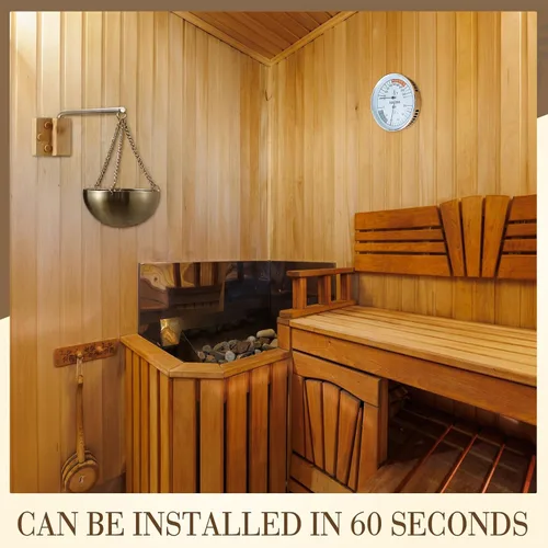 Miniatura 6 de Relaxweex 2 juegos de termómetro de sauna y soporte para taza de aceite de aromaterapia, termómetro e higrómetro 2 en 1 Fahrenheit de 15 minutos