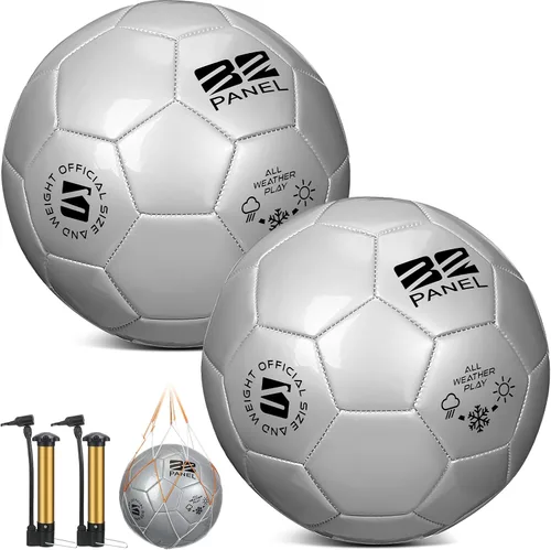Miniatura 15 de Shappy 2 pelotas de fútbol a granel con bomba, bolsa de malla, tamaño oficial 3, 4, 5, pelota de fútbol colorida para interiores y exteriores