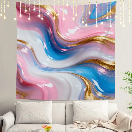 Miniatura 76 de Shrahala Tapiz de pared azul brillante, acuarela azul degradado para colgar en la pared, tapiz grande decorativo de fibra de poliéster, dobladillo