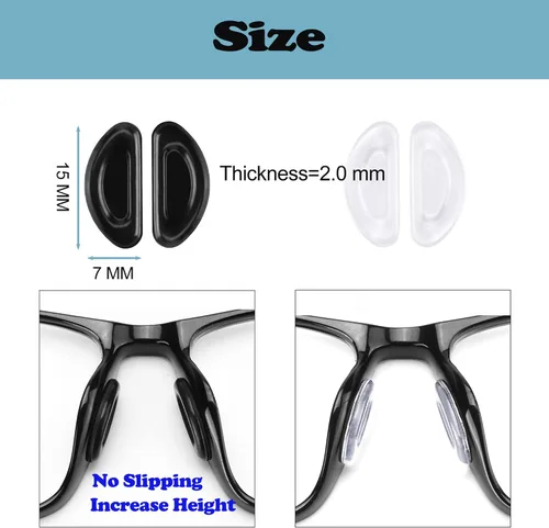 Miniatura 2 de Almohadillas de nariz para gafas, 0.079 pulgadas de grosor adhesivo antideslizante de silicona para lentes, almohadilla de nariz de silicona suave