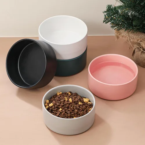 Miniatura 7 de Cuenco de cerámica para perros para comida y agua, cuenco comedero para mascotas para perros pequeños a medianos y gatos grandes, plato de Blanco