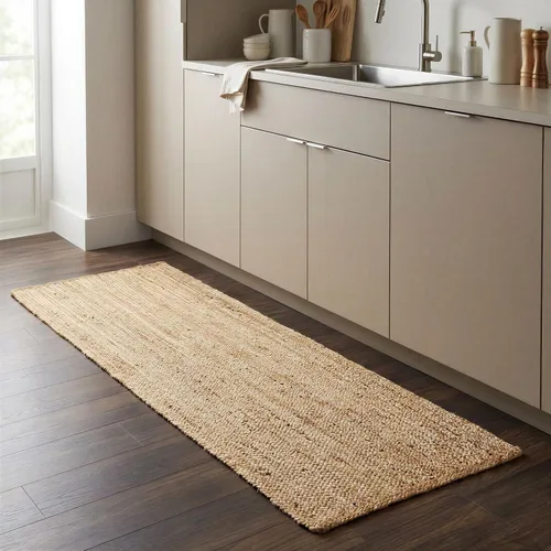 Miniatura 18 de RedEarth · Alfombra rectangular - 2'x3' de yute natural trenzada con respaldo antideslizante - Alfombra boho tejida a mano para dormitorio, cocina