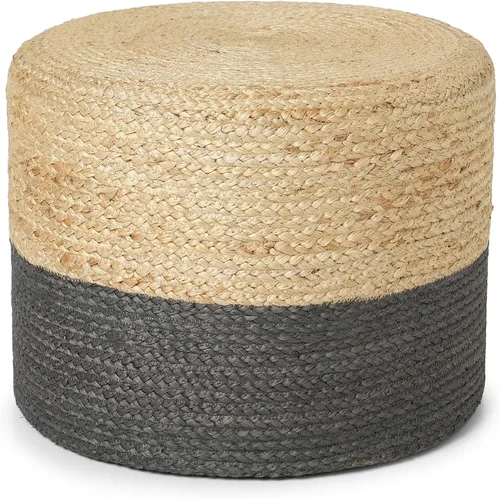 Miniatura 9 de REDEARTH Puf circular de yute, puf otomano – Puf trenzado con acento para sentarse redondo reposapiés para sala de estar, dormitorio, guardería