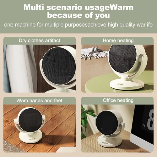Miniatura 8 de Maxmartt Calentador de espacio eléctrico, combo de ventilador de calentador 2 en 1, ventilador de escritorio de enfriamiento portátil de 1200 W, 3