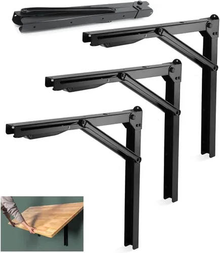 Miniatura 8 de Wallmaster Soportes plegables para estantes de 24 pulgadas, para garaje, acero resistente, carga máxima, 500 libras, flotante, montaje en pared