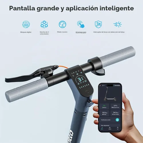 Miniatura 4 de MEGAWHEELS Electric Scooter,Electric Scooter Adults Teens,10in Pneumatic Tires,350/500/600W Motor,19/31 Miles Range,15.5mph E Scooter with Smart APP